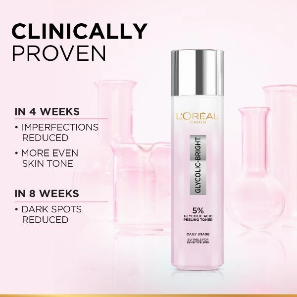 5% Glycolic Acid Peeling Toner for Instant Glowing Skin