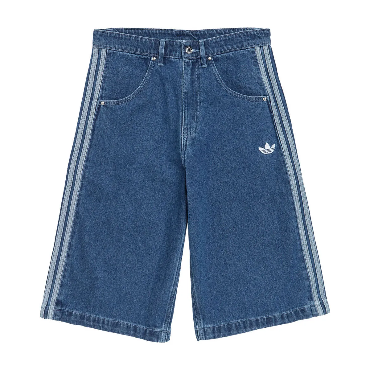Adidas Denim Firebird Shorts - Medium Blue Sustainable Materials Decorations