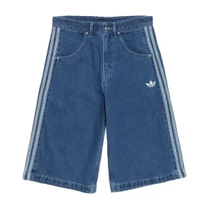 Adidas Denim Firebird Shorts - Medium Blue Sustainable Materials Decorations