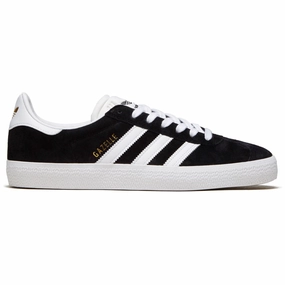 Adidas Gazelle Adv Shoes - Core Black/White/Gold Metallic Band Merch Pest Control