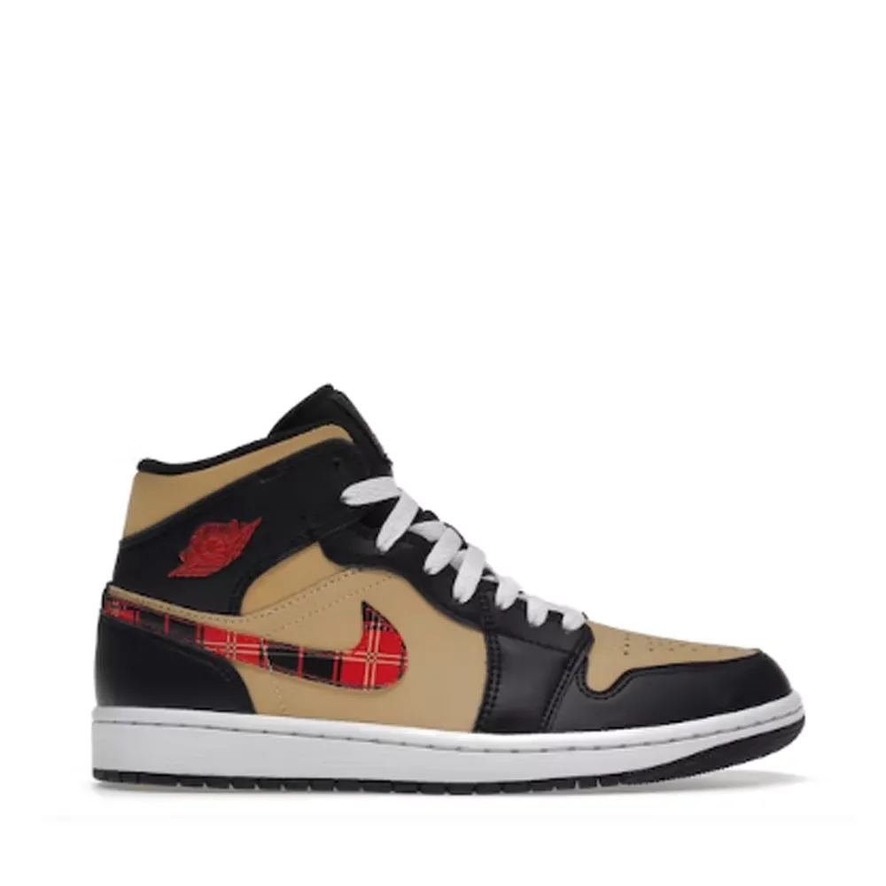 NIKE AIR JORDAN1 MID TARTAN SWOOSH (NEW) Fashion-forward materials Streamlined wear
