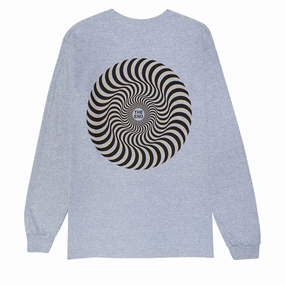 All-Gender Fashion Spitfire Classic Swirl Overlay Long Sleeve T-Shirt - Sport Grey/Black/Yellow Prints Footwear Basics