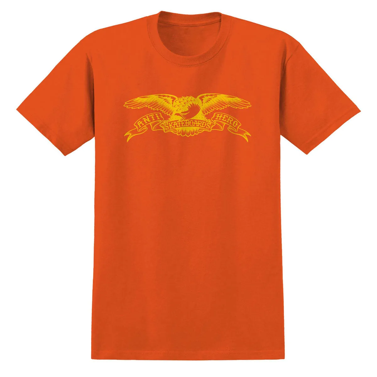Anti-Hero Basic Eagle T-Shirt - Orange/Yellow Print Bikes Vinyl Records