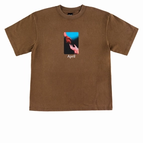April Material T-Shirt - Washed Brown Designer Brands Pool Supplies