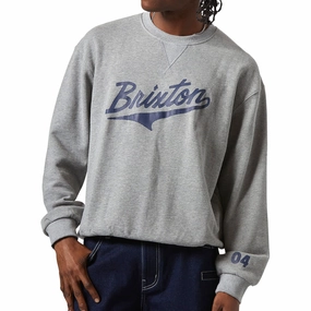 Band Merch Brixton The League Broken In Sweatshirt - Heather Grey Wigs