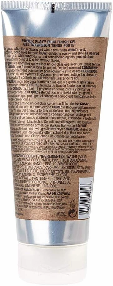 Bed Head B For Men Power Play Firm Finish Gel by TIGI for Men - 200ml/6.76oz