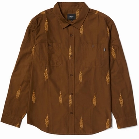 Bedding HUF Larkin Embroidered Long Sleeve Work Shirt - Bison Console Games