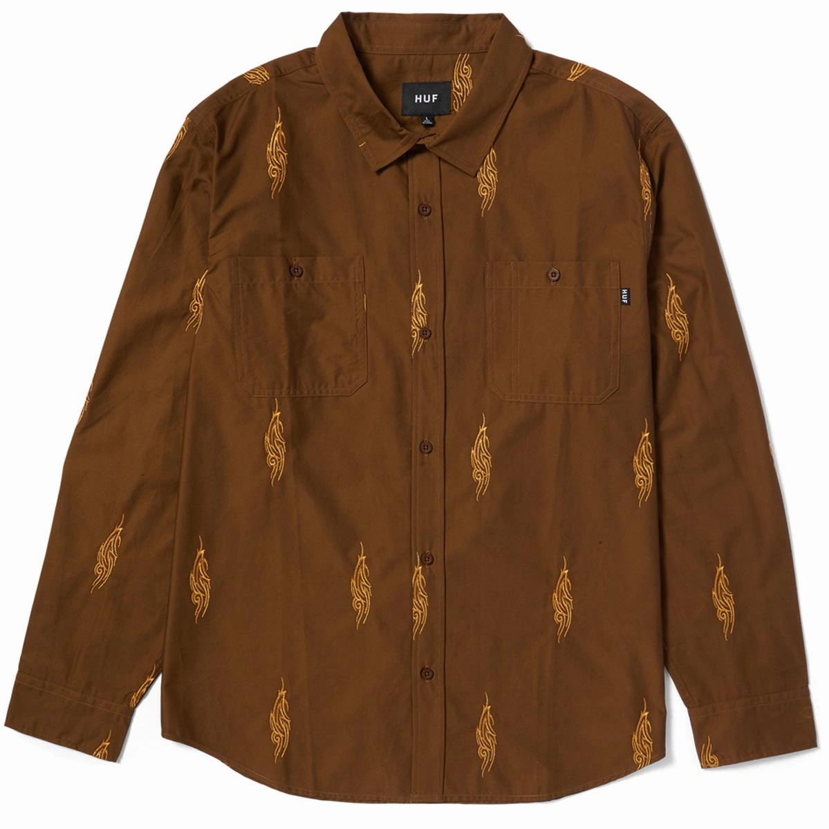 Bedding HUF Larkin Embroidered Long Sleeve Work Shirt - Bison Console Games