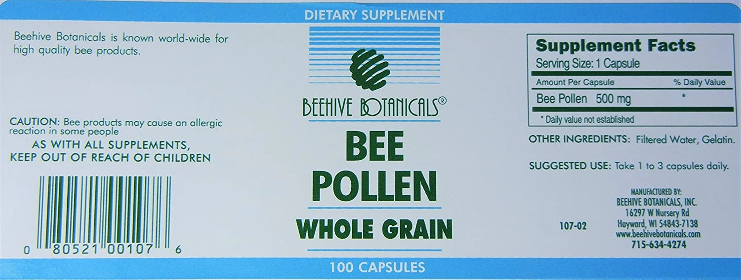 Beehive Botanicals Pollen Capsules - 500 mg