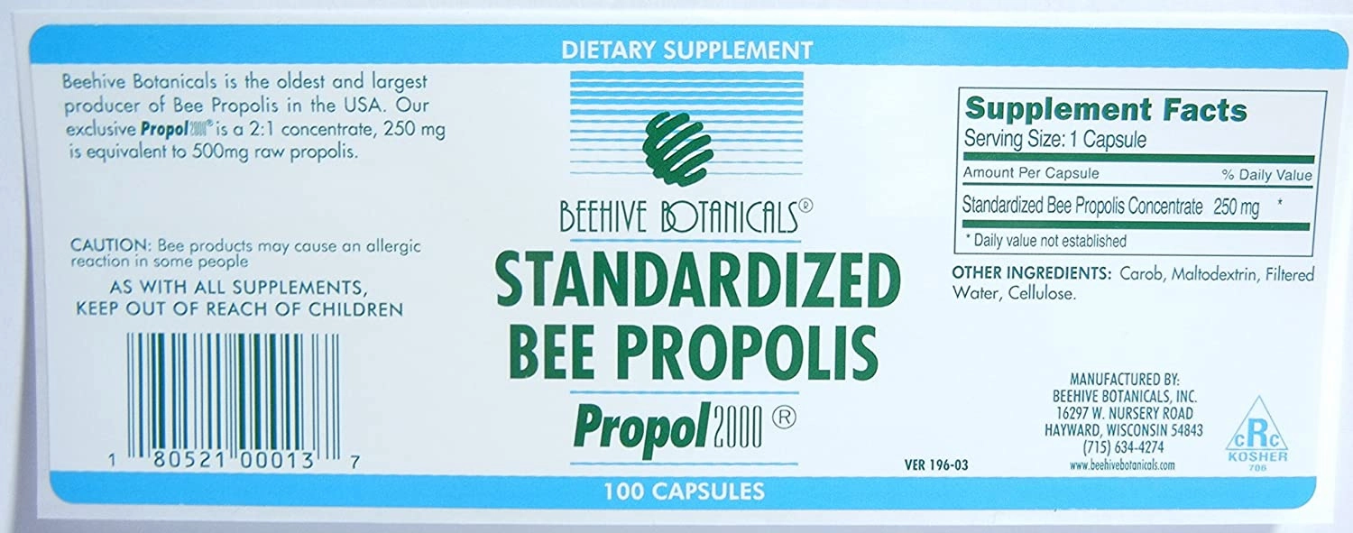 Beehive Botanicals Propolis Capsules - 500 mg