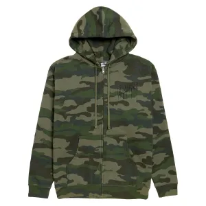 Board Games Creature Logo Outline Drip Zip Hoodie - Forest Camo Soap