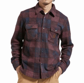 Brixton Bowery Long Sleeve Arctic Stretch Fleece Shirt - Cordovan Red/Washed Navy Plaid Seat Covers Balloons
