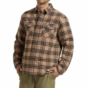 Brixton Bowery Quilted Long Sleeve Flannel Shirt - Woodsmoke/Black Newspapers Seeds