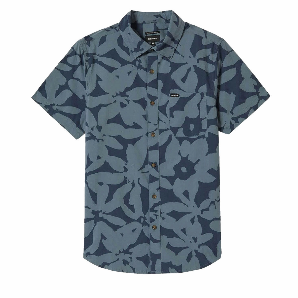 Brixton Charter Print Shirt - Washed Navy/Azure Blue Floral Linen Apparel Conditioner
