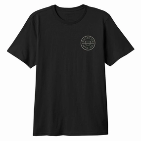 Brixton Crest II T-Shirt - Black/Dark Sage/Warm Grey Books Fashion Accessories
