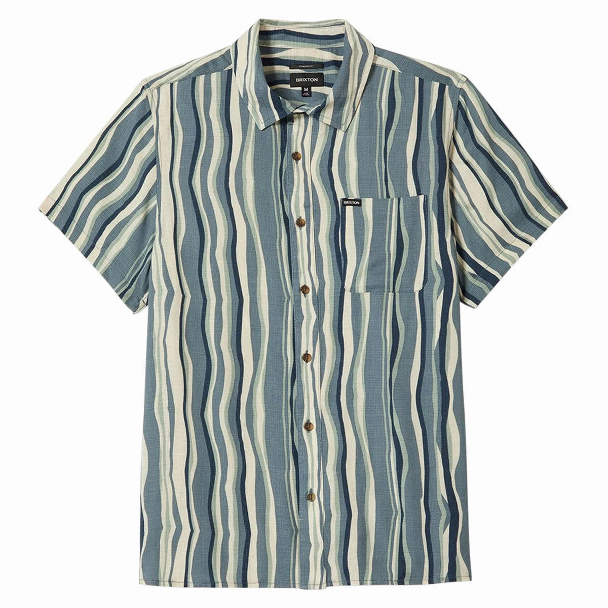 Brixton Cru Slub Shirt - Basalt Blue/Painterly Stripe Model Kits All-Gender Fashion