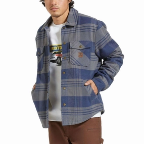 Brixton Durham Lined Jacket - Washed Navy/Beige Plaid Gift Wrapping Card Games