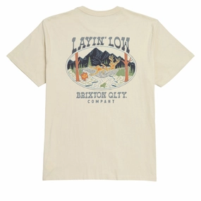 Brixton Layin Low T-Shirt - Cream Printed Apparel Envelopes