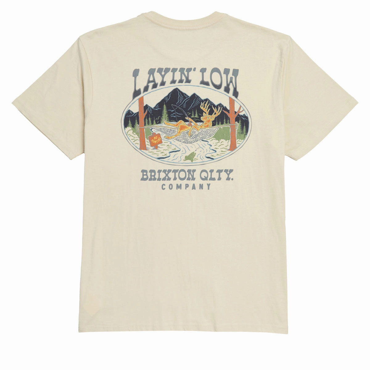 Brixton Layin Low T-Shirt - Cream Printed Apparel Envelopes