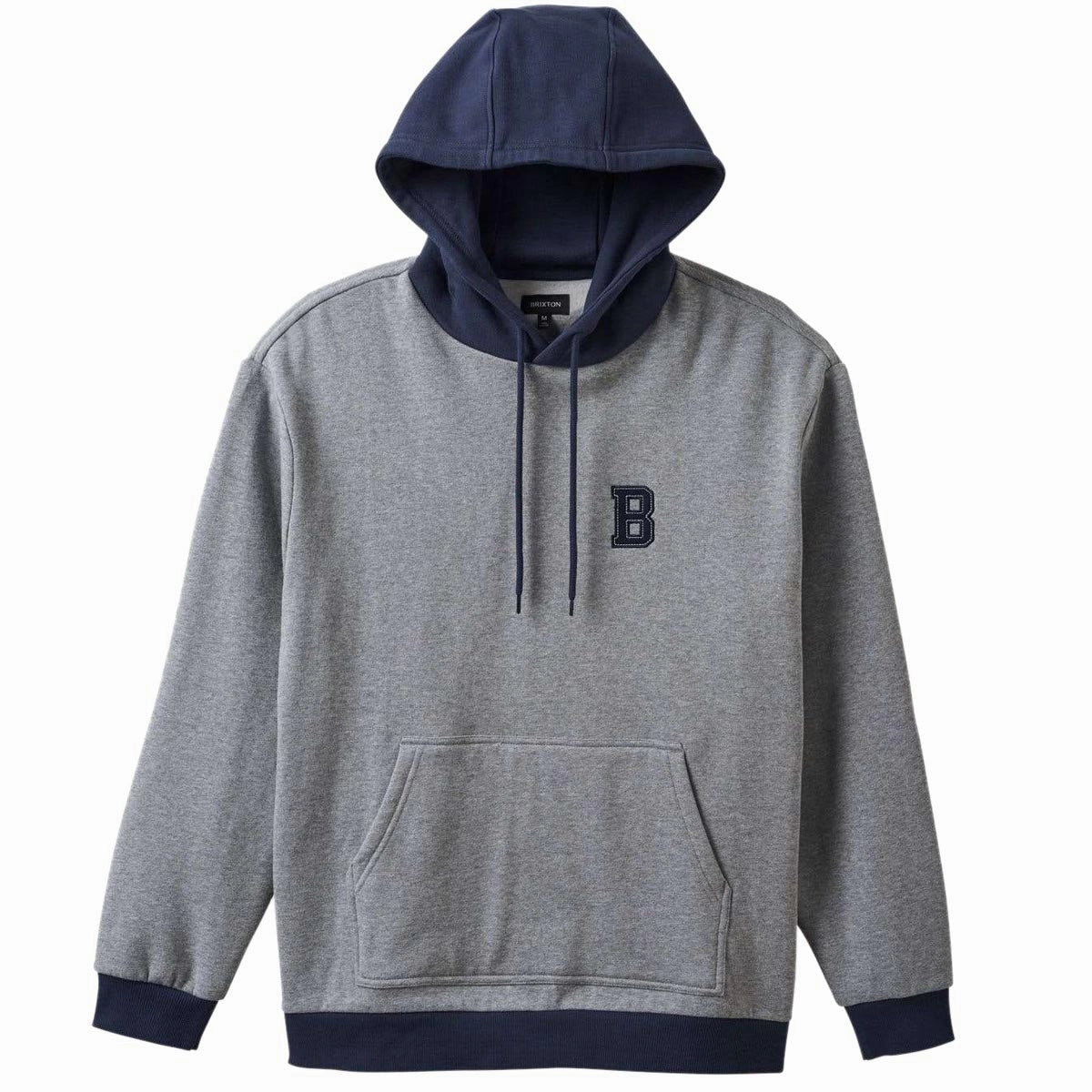Brixton Retro Heavyweight Hoodie - Heather Grey/Washed Navy Cosplay Educational Games