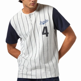 Brixton The League Baseball T-Shirt - Heather Grey Ash/Washed Navy Business & Industrial Magic: The Gathering