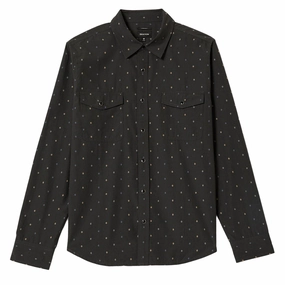 Brixton Wayne Long Sleeve Shirt - Asphalt Black Video Editing Jewelry