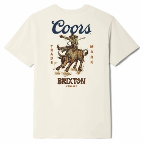 Brixton x Coors Bound T-Shirt - Cream Books Comfortable Essentials