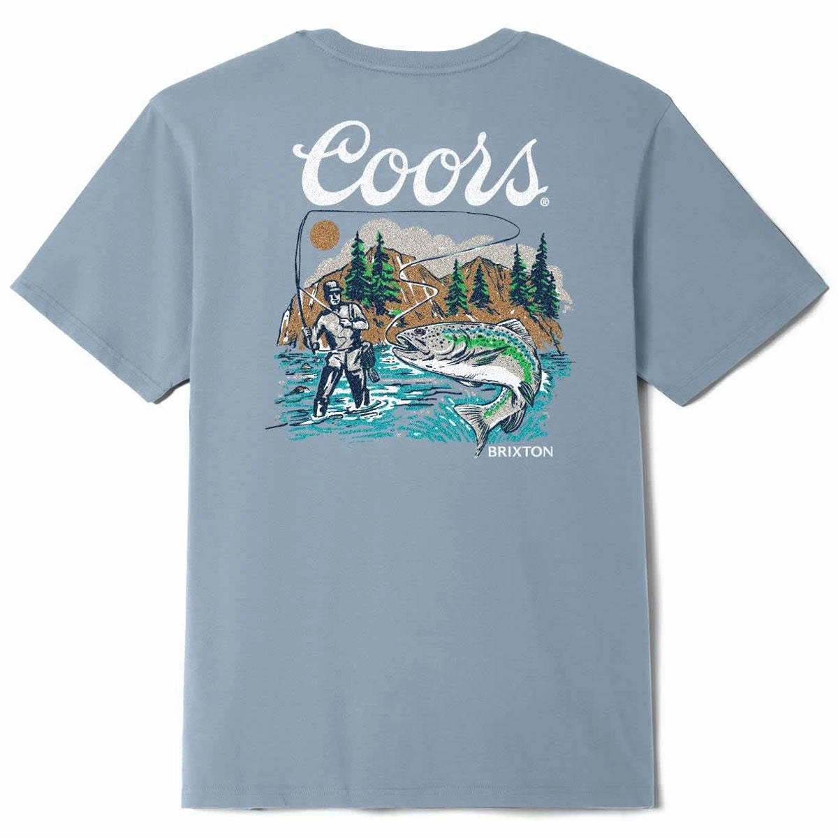 Brixton x Coors Keeper T-Shirt - Dusty Blue Lightweight Gear High-Quality Clothing