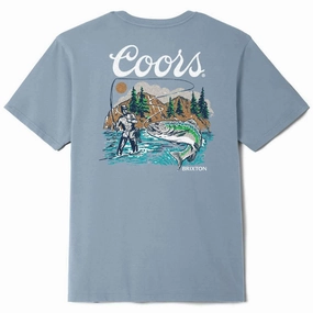 Brixton x Coors Keeper T-Shirt - Dusty Blue Lightweight Gear High-Quality Clothing