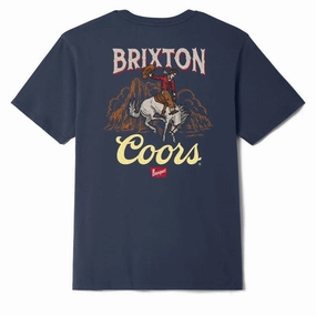 Brixton x Coors Omaha T-Shirt - Navy Newspapers T-Shirts