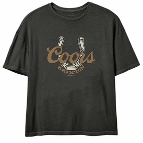 Brixton x Coors Womens Luck Oversized Bf T-Shirt - Washed Black Coins Diving Boards