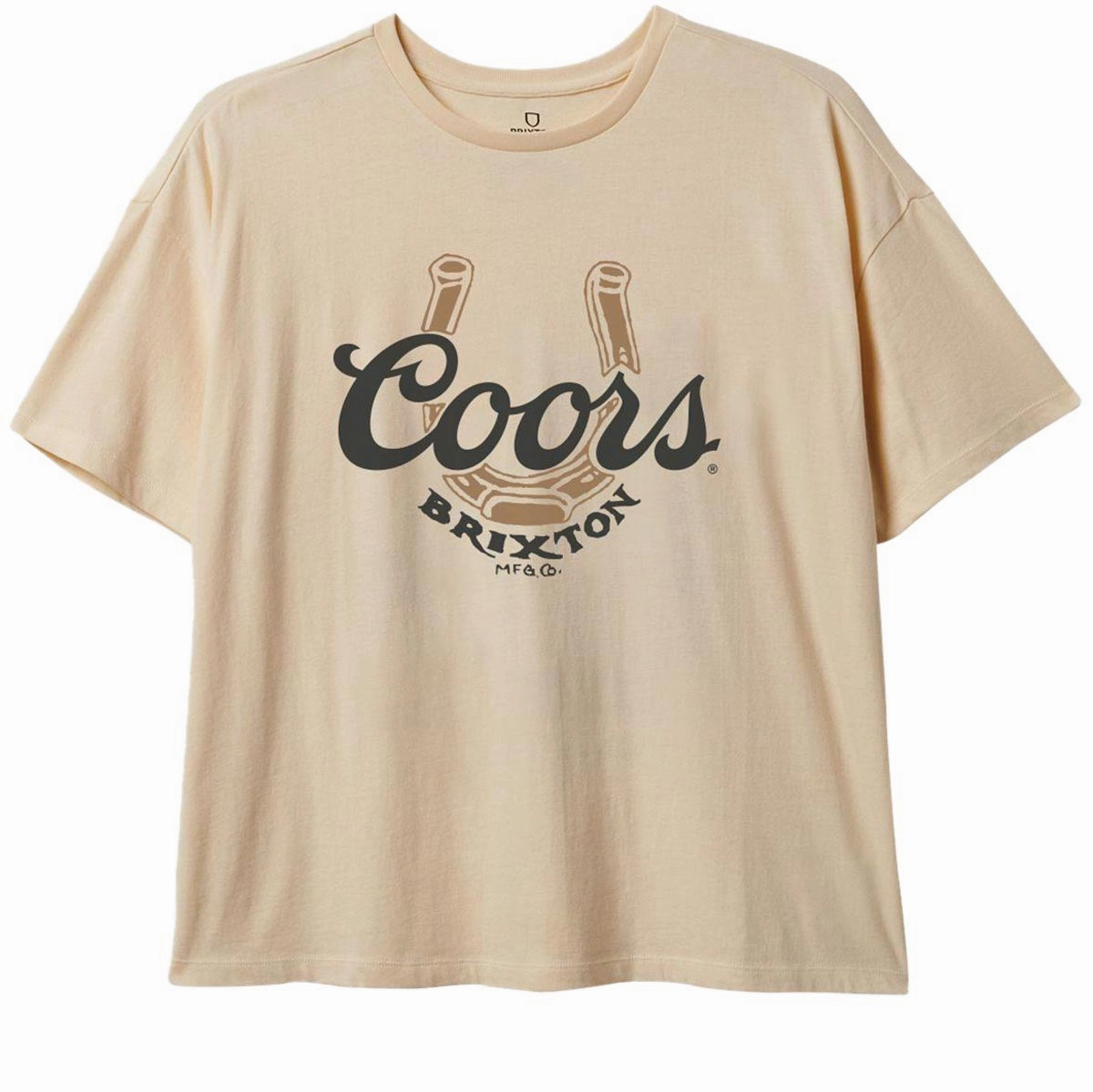 Brixton x Coors Womens Luck Oversized Bf T-Shirt - Washed Cream Trailer Parts Men's Grooming