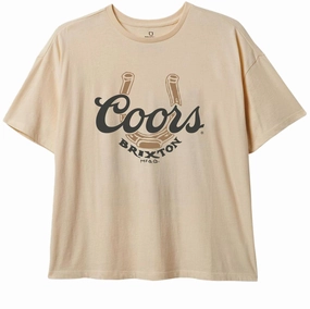Brixton x Coors Womens Luck Oversized Bf T-Shirt - Washed Cream Trailer Parts Men's Grooming