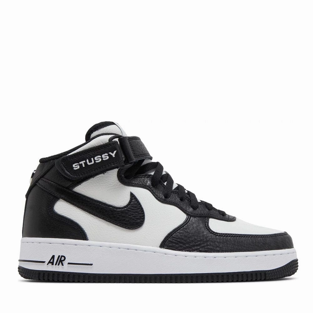 All-Weather Performance High Fit NIKE X STUSSY AIR FORCE 1 MID LIGHT BONE BLACK (NEW)
