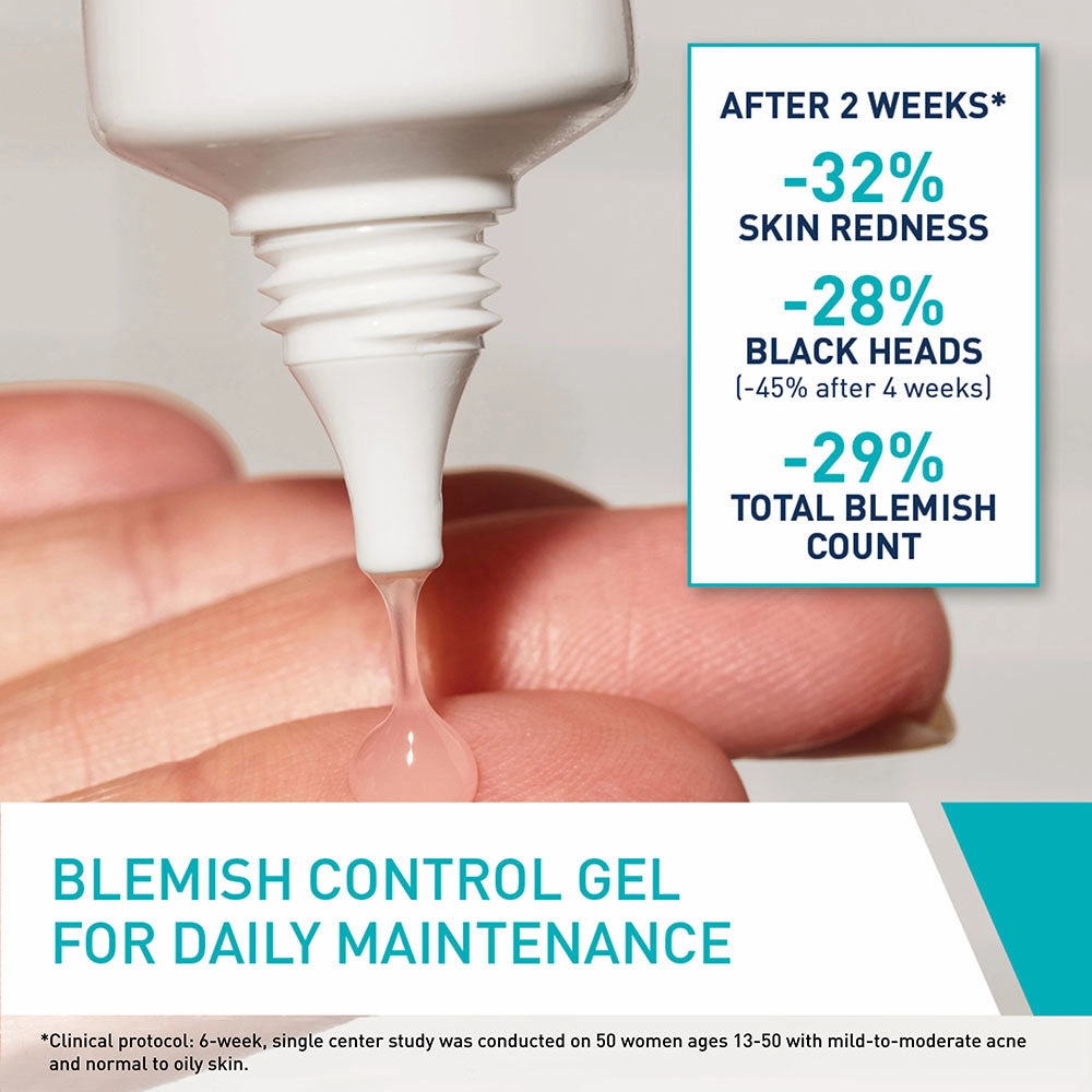 CeraVe Blemish Control Gel Facial Moisturiser For Acne & Blemishes with Glycolic Acid and Lactic Acid AHA/BHA 40ml