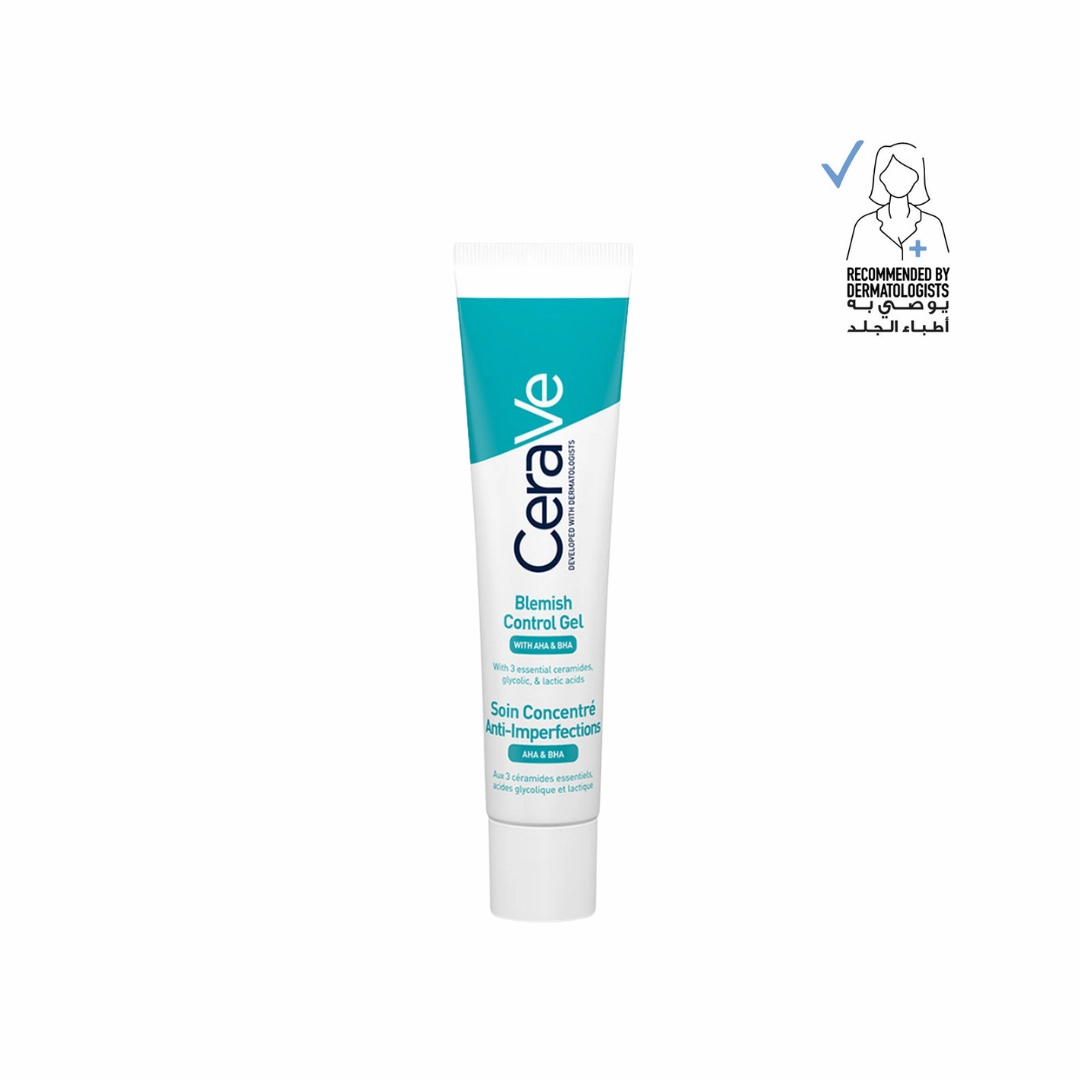 CeraVe Blemish Control Gel Facial Moisturiser For Acne & Blemishes with Glycolic Acid and Lactic Acid AHA/BHA 40ml