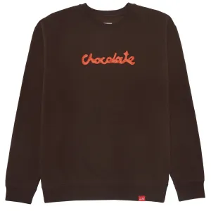 Chocolate Drip Script Crewneck Sweatshirt - Brown Books Pool Supplies