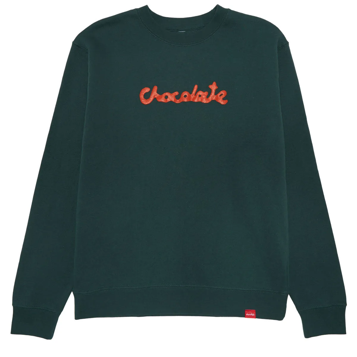 Chocolate Drip Script Crewneck Sweatshirt - Forest Green Plumbing Medical Uniforms