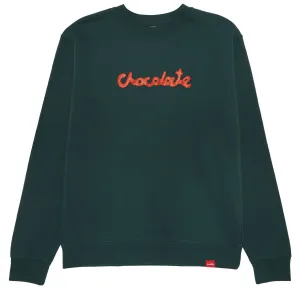 Chocolate Drip Script Crewneck Sweatshirt - Forest Green Plumbing Medical Uniforms