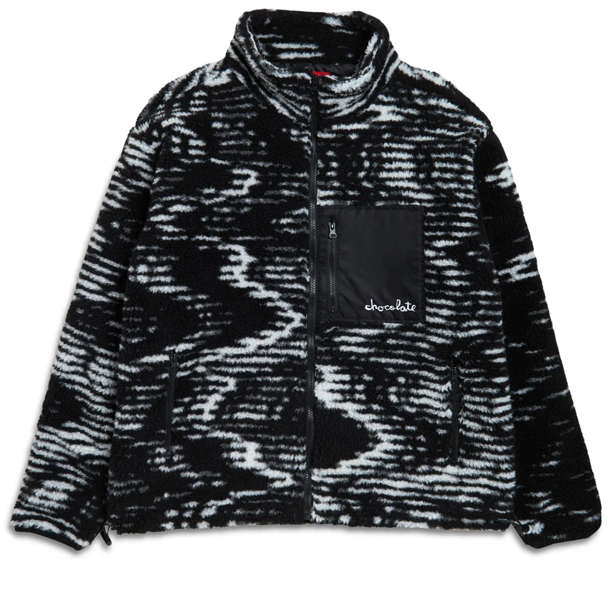 Chocolate Static Sherpa Fleece Sweater - White/Black Labels Plumbing