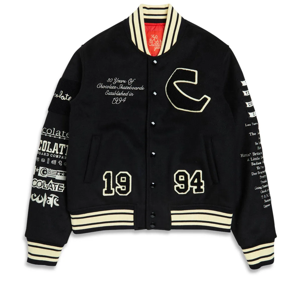 Chocolate Team Varsity Jacket - Black/White Workout Clothes Wholesale