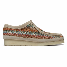 Clarks Wallabee Shoes - Multi Raffia Janitorial Supplies Upcycled Fashion
