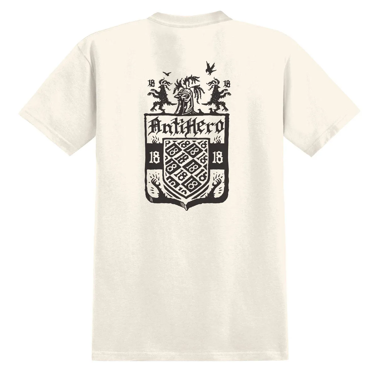 Coins Anti-Hero Coat Of Arms T-Shirt - Cream/Black Prints Gluten-Free