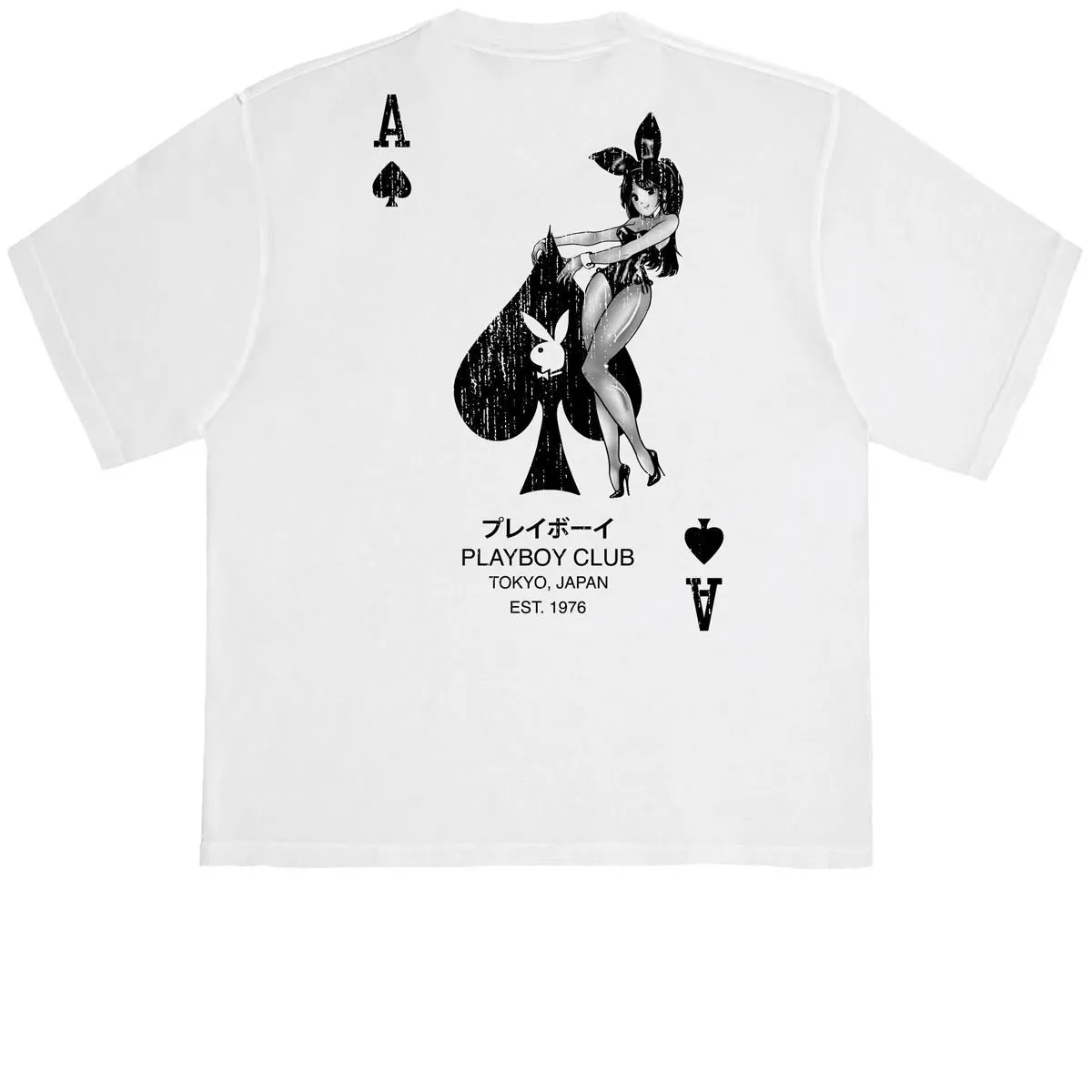 Color Bars x Playboy Ace Of Spades Distressed T-Shirt - Lunar Rock Action Figures Hotels