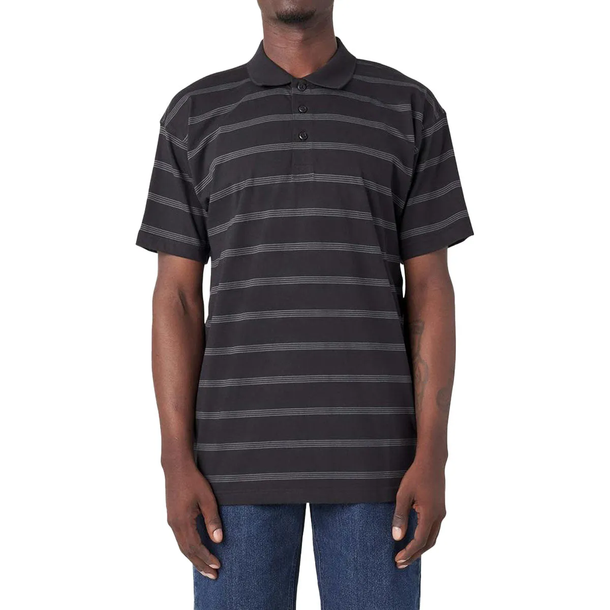 Computers Dickies Skate Temp-IQ Christainburg Polo Shirt - Black Tonal Tri Stripe Copiers