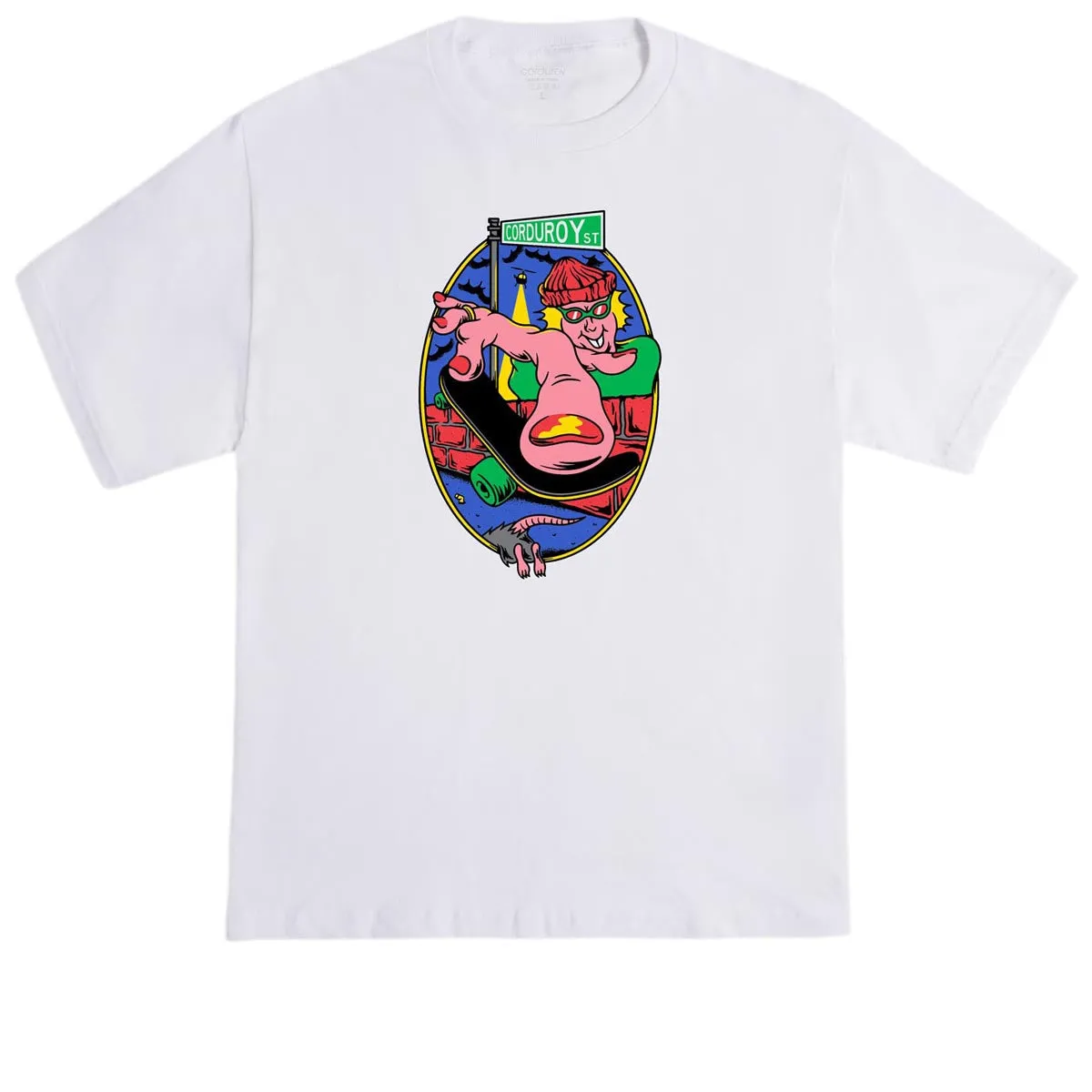Corduroy Trix T-Shirt - White Yoga Wear Graphic Design