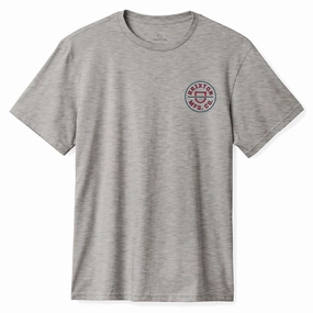 Costumes Brixton Crest II T-Shirt - Heather Grey/Navy/Dark Red Gift Wrapping