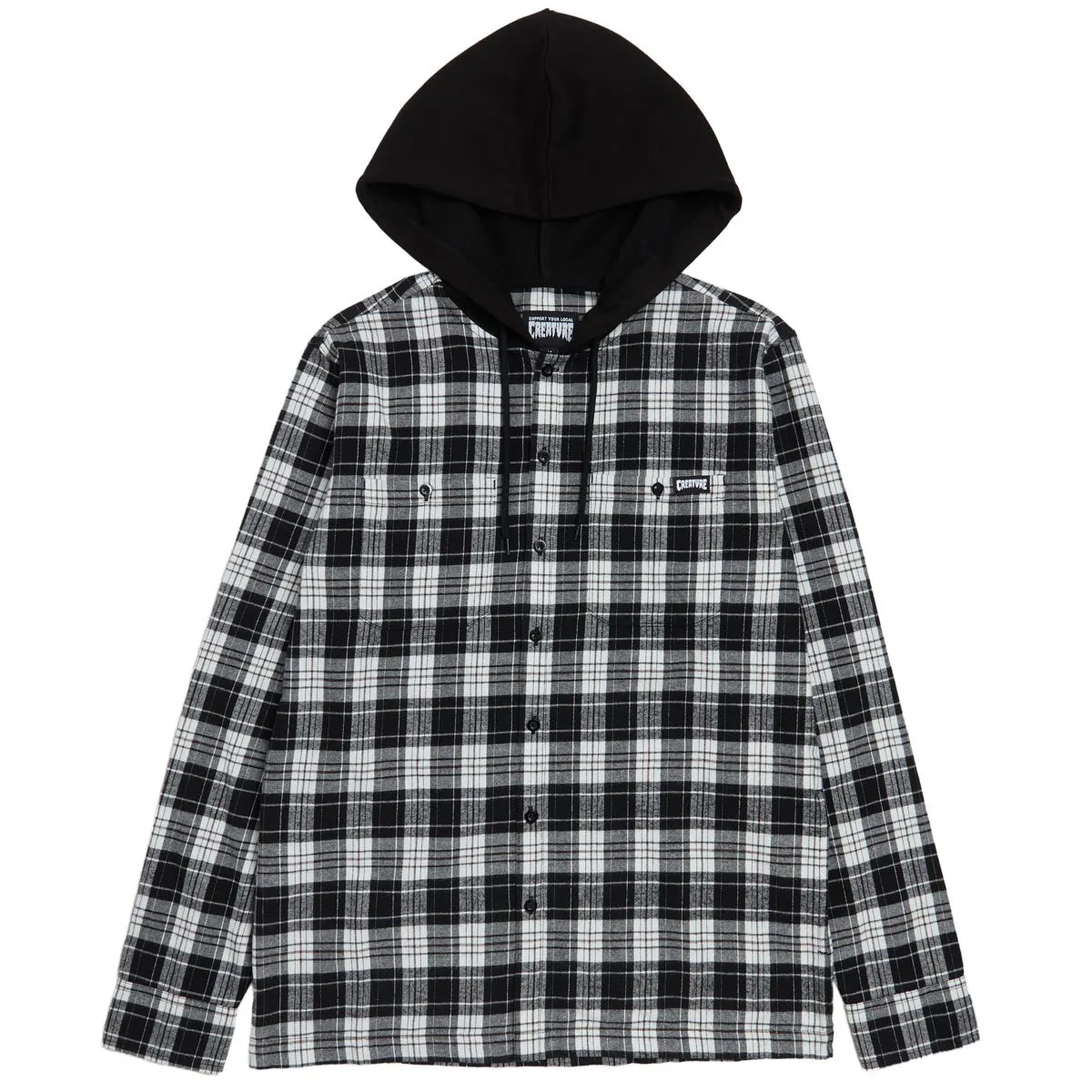 Creature Bat Relic Long Sleeve Flannel Shirt - White/Black Cotton Clothing Fragrances