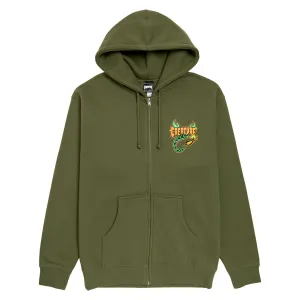 Creature Deadly Sands Zip Up Hoodie - Army Travel Graphic Design