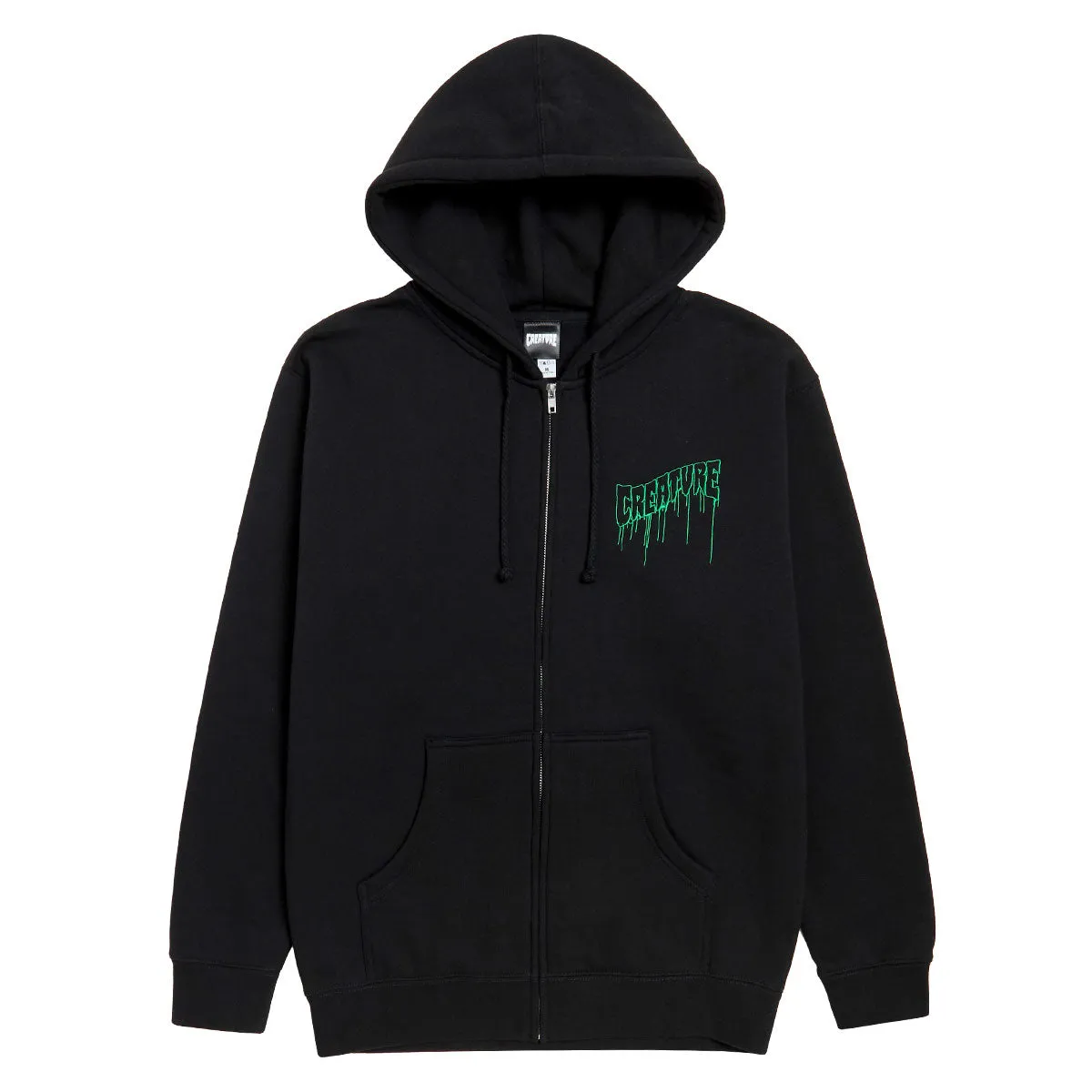 Creature Logo Outline Drip Zip Hoodie - Black Casual Wear Bar Supplies
